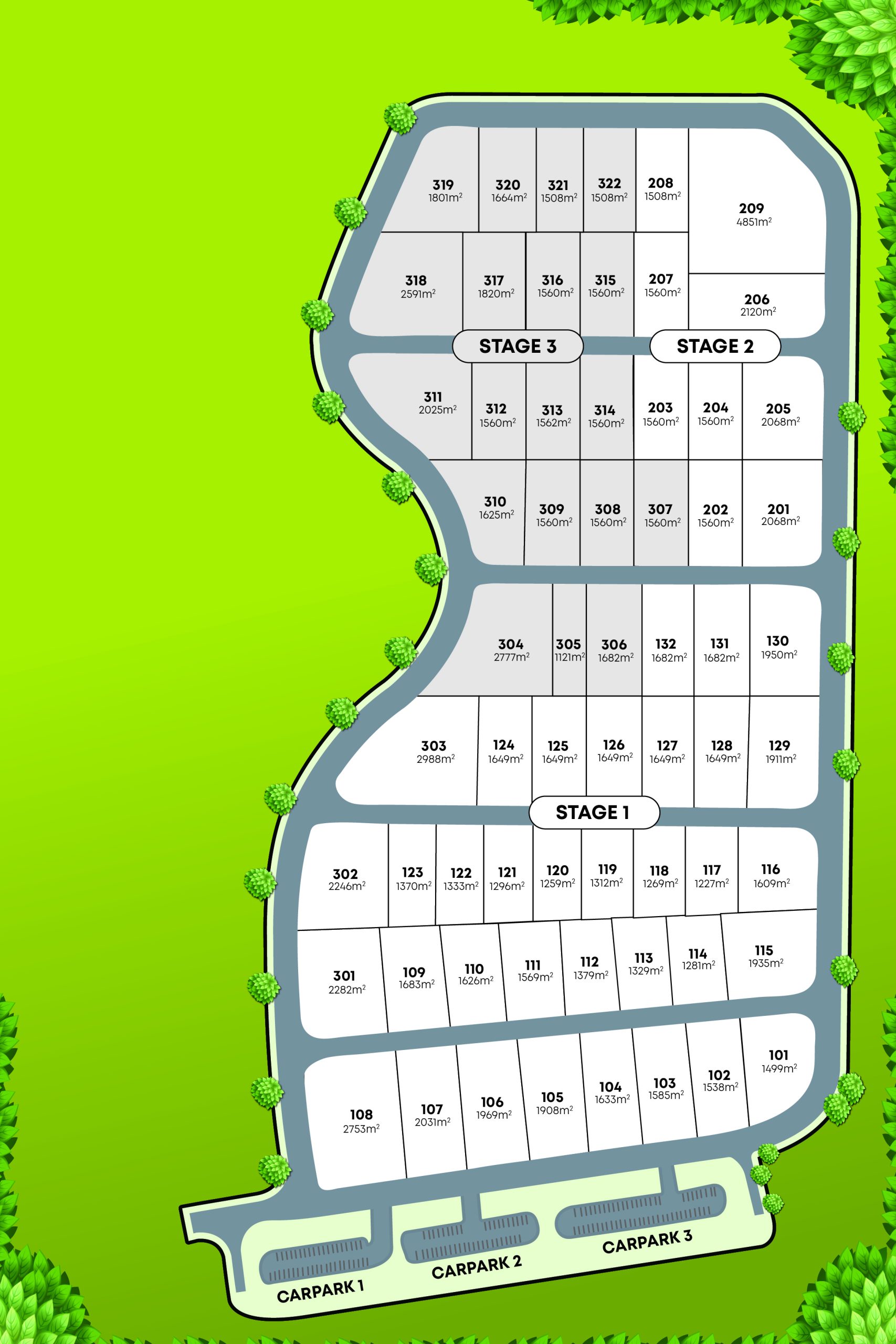 Map showing land for sale for the Thrumpster Business Park